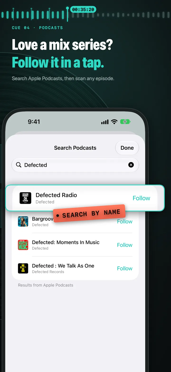 Searching Apple Podcasts for a mix series to follow